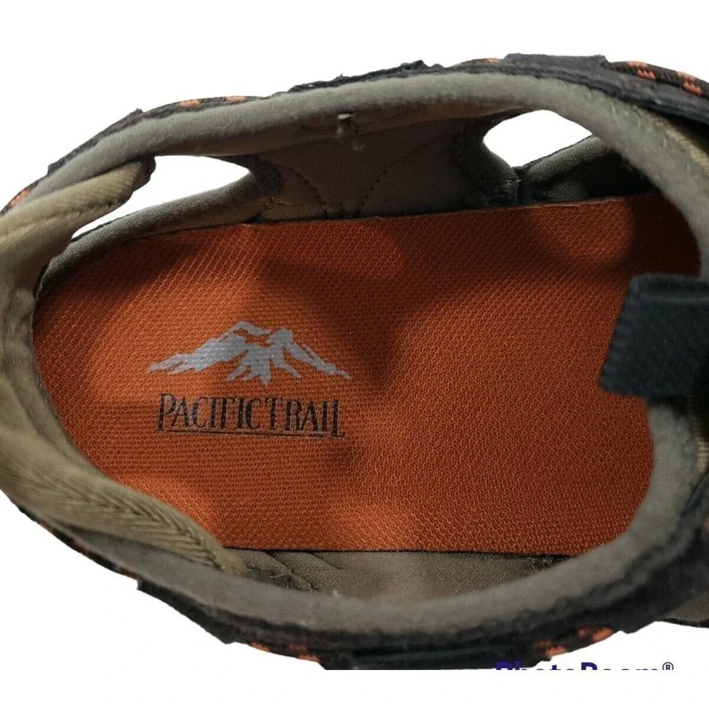 Pacific Trail~Men's Size 9.5~Brown/ Black/Orange Lace Up Low Top Beach Shoes.